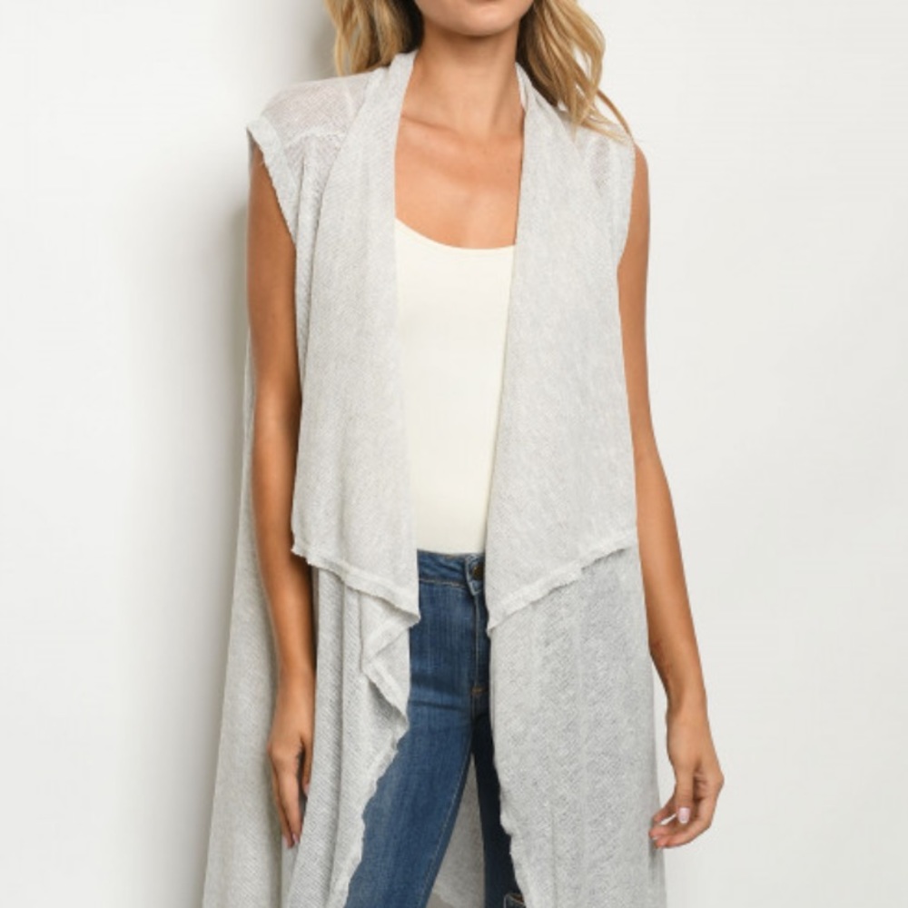 ❤️LAST M NEW Gray Duster Cardigan Vest - Picture 2 of 4